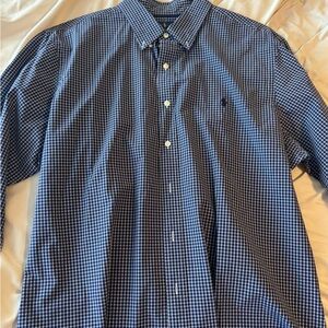 Ralph Lauren Navy Checkered Button Down Shirt